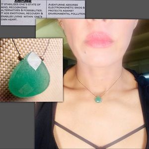 Green Aventurine on Black Thread Healing Necklace